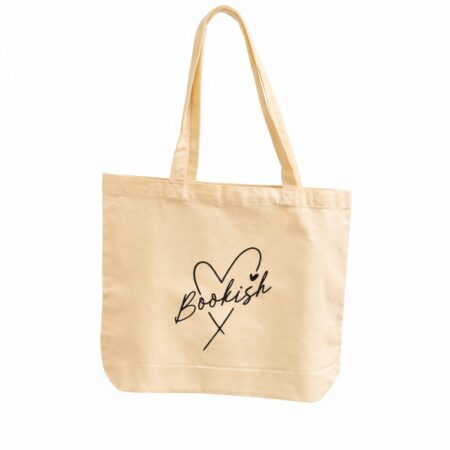 Canvas tote that says Bookish with a heart.