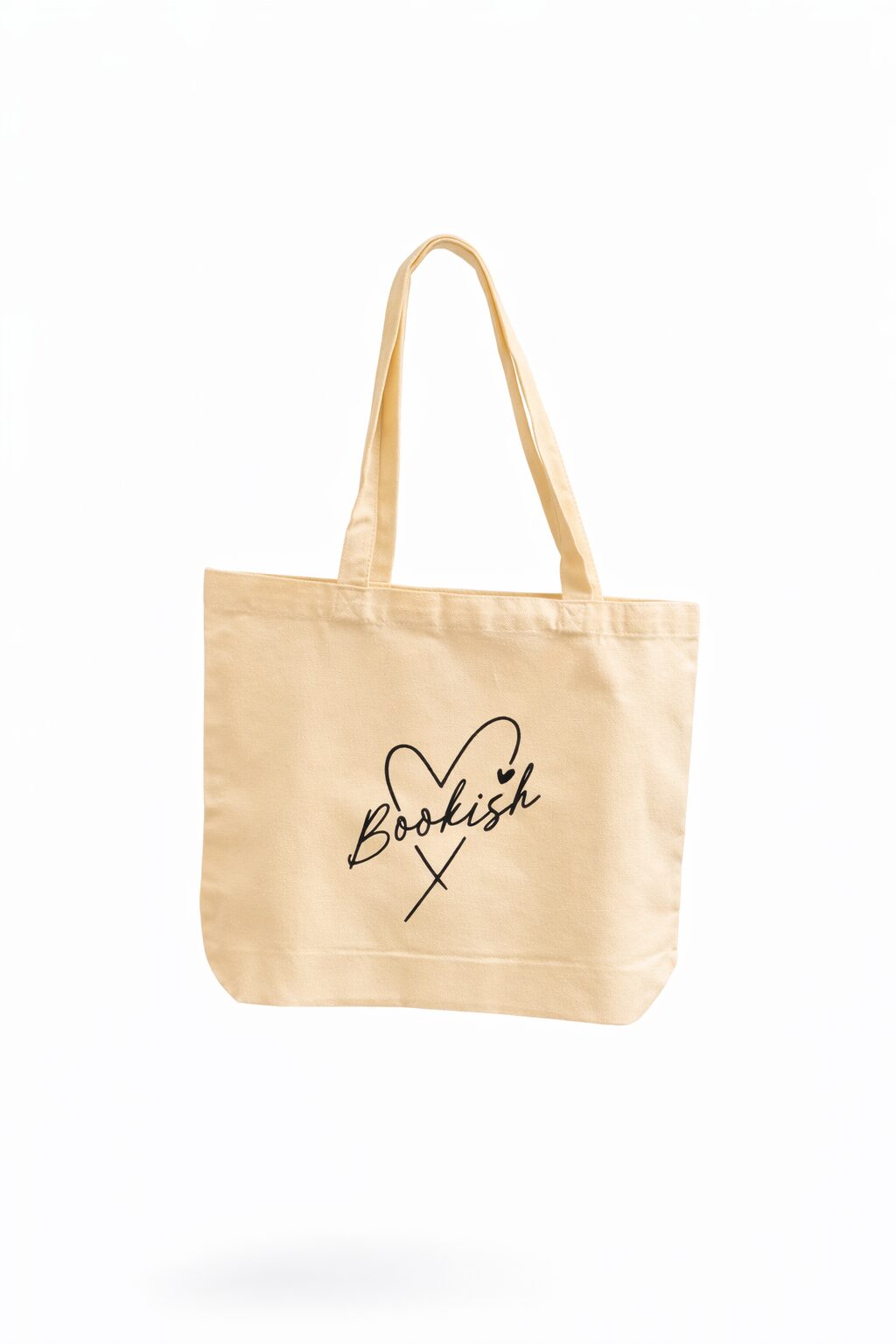 Canvas tote that says Bookish with a heart.